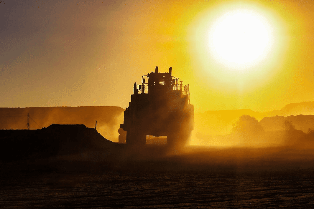 Mining truck in sunlight.