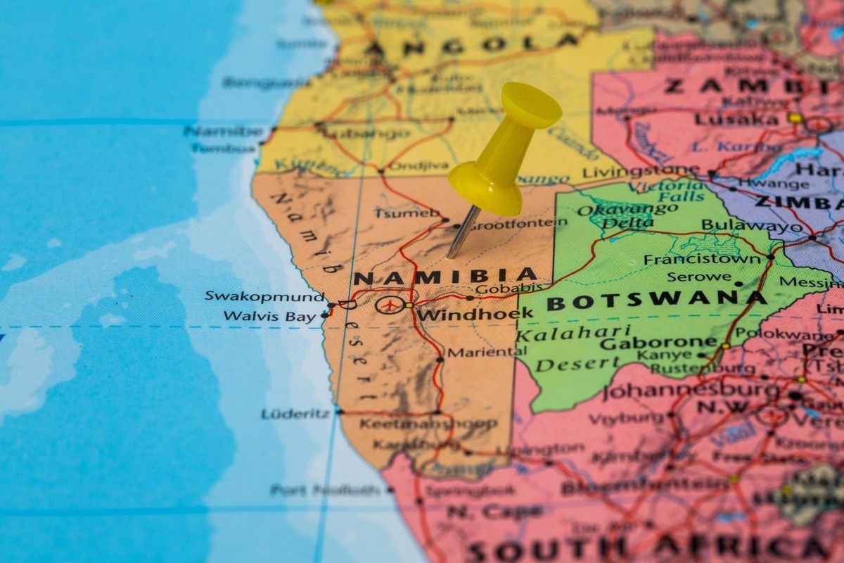 Namibia on map.