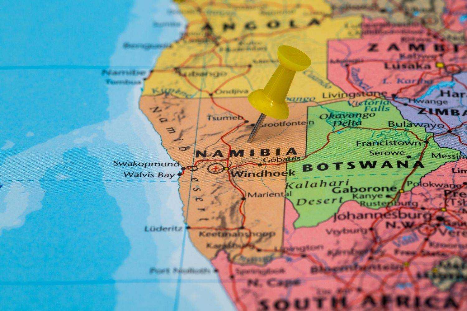 Namibia on map.