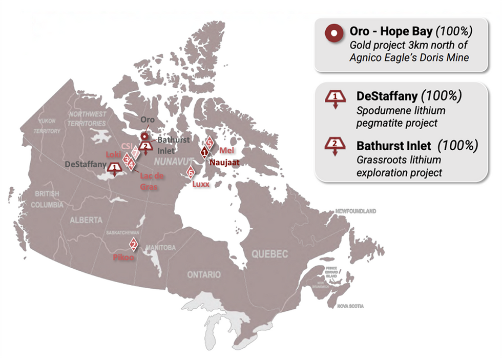 North Arrow Minerals Project Locations