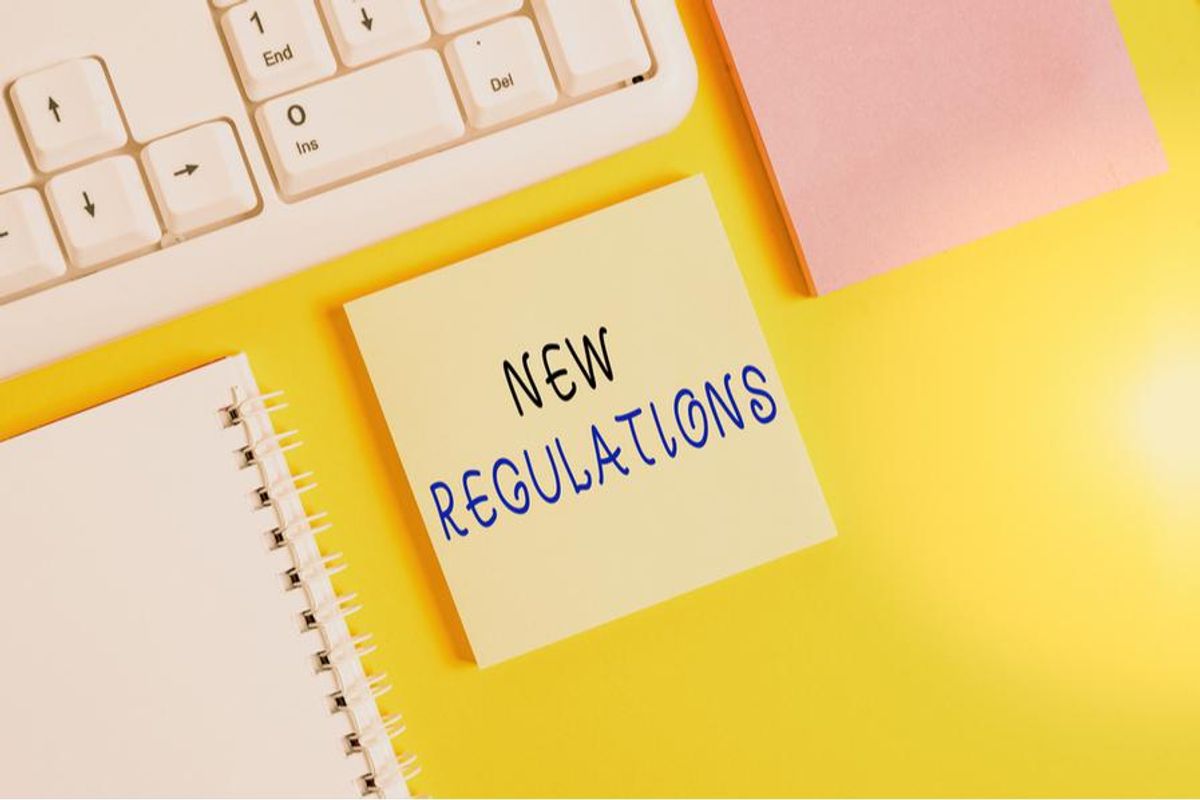 note showing new regulations message