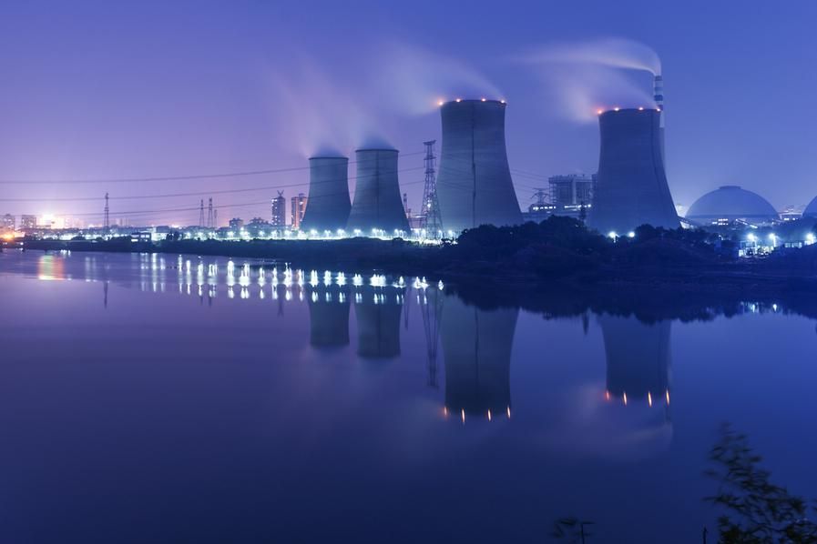 nuclear reactors above a body of water