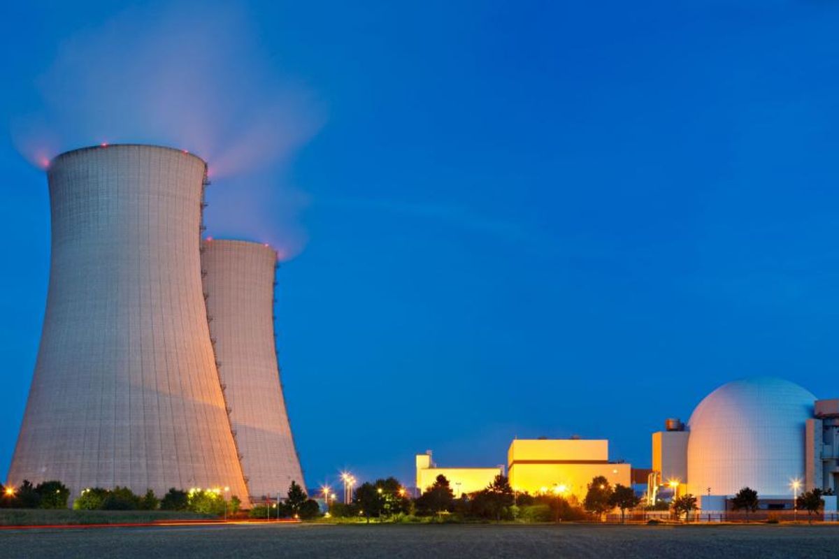 nuclear reactors at dusk