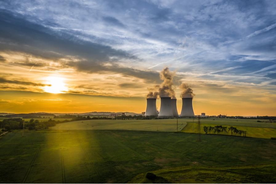 nuclear reactors at sunset