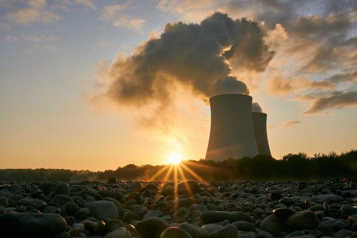 nuclear reactors in sunset