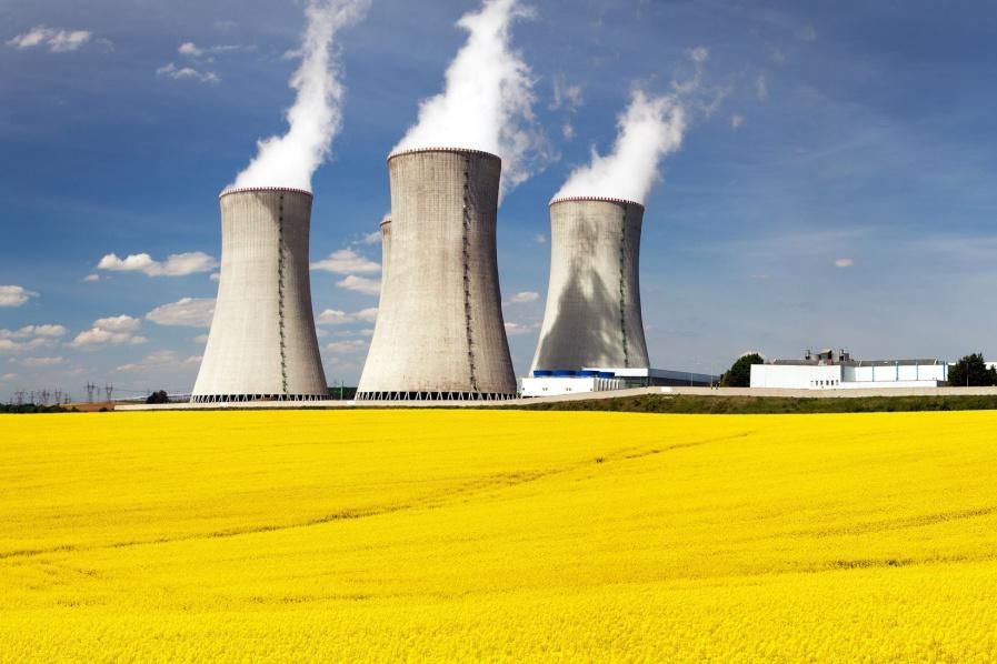 nuclear reactors in yellow field