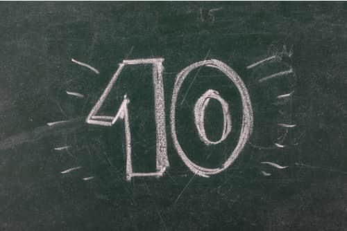 number 10 on a chalkboard