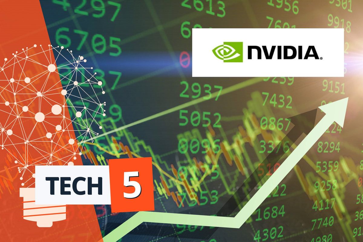 NVIDIA logo with green up arrow.