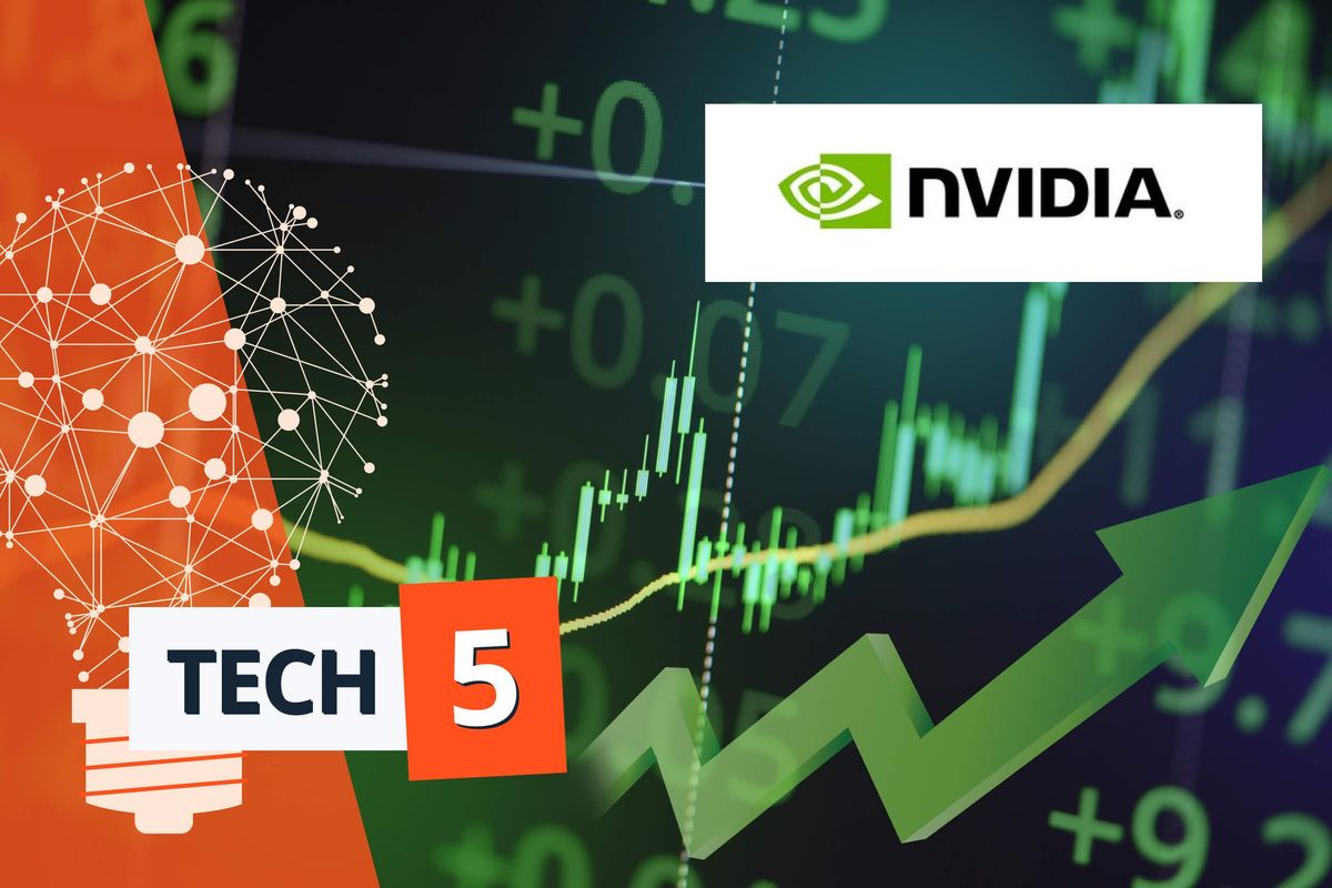 nvidia logo with green up arrows
