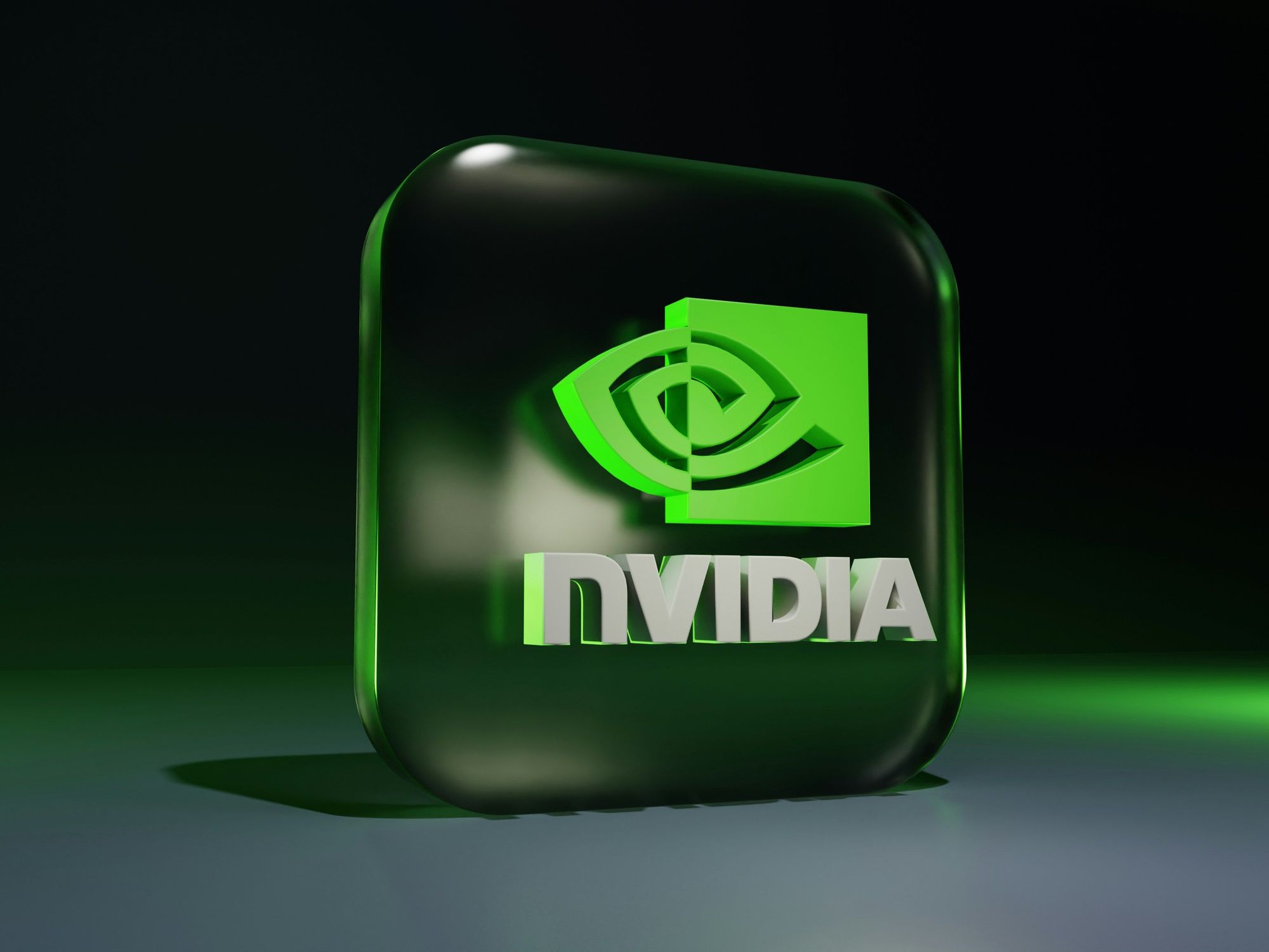 "NVIDIA" written on green cube.