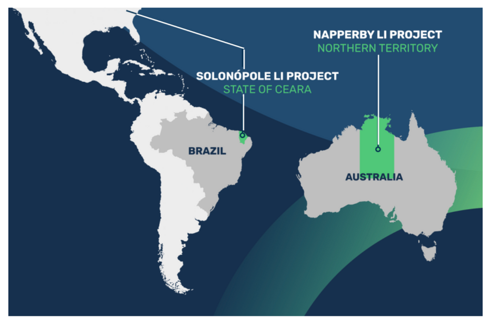 Oceana Lithium Project Locations