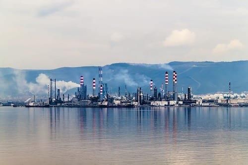 oil production facility on the coast