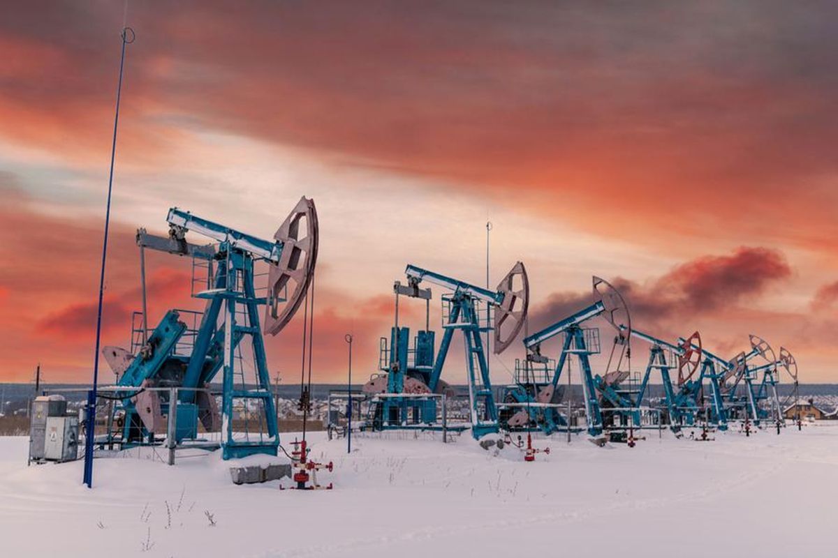 oil pumpjacks in winter