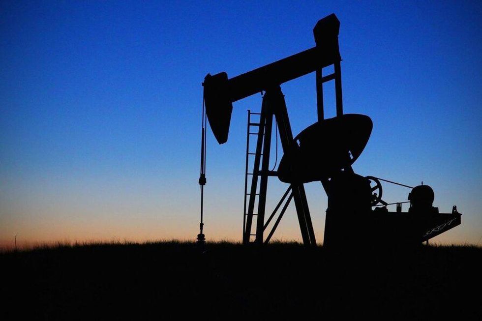 oil rig at dusk