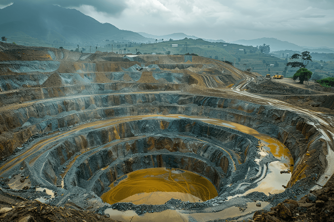 Open-pit copper mine near Lumumbashi in Shaba region of Southern DRC.