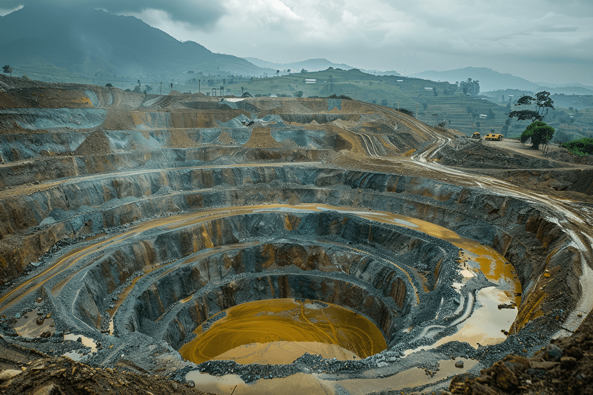 Open-pit copper mine near Lumumbashi in Shaba region of Southern DRC.