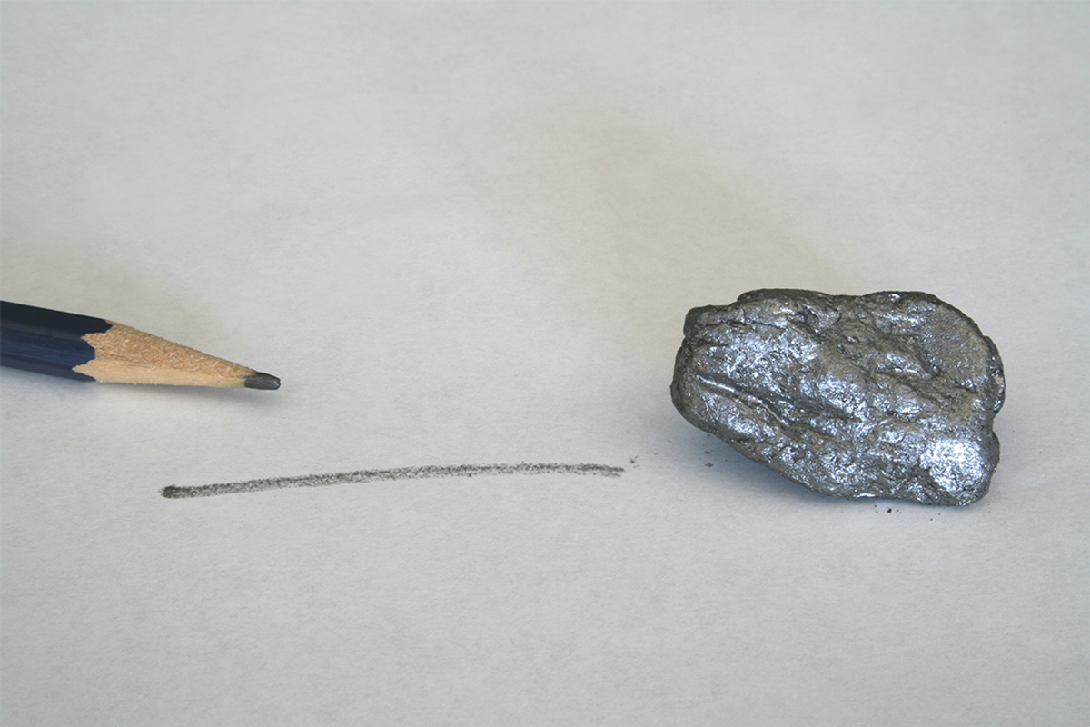 Pencil and graphite mineral sample,