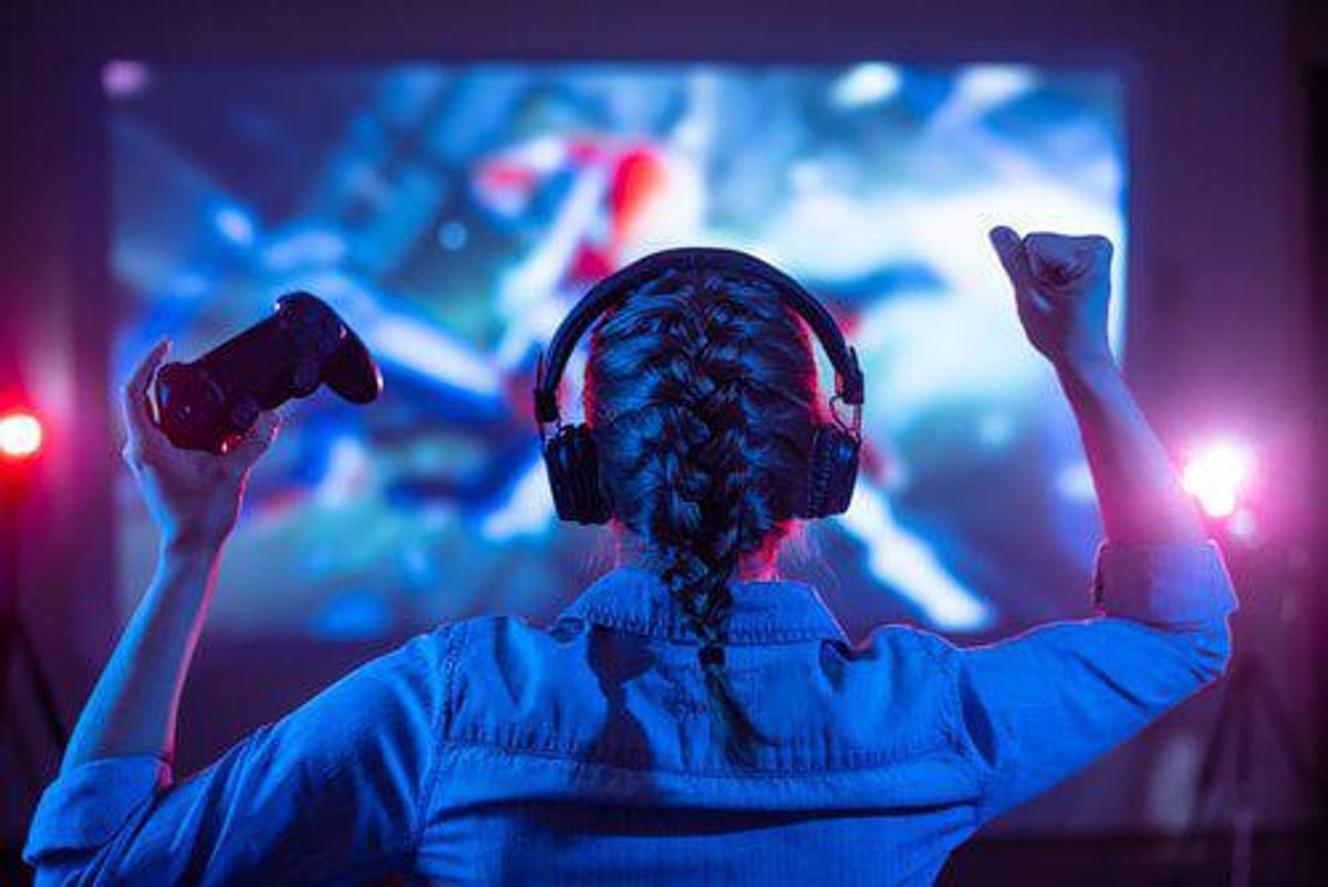 person playing video games
