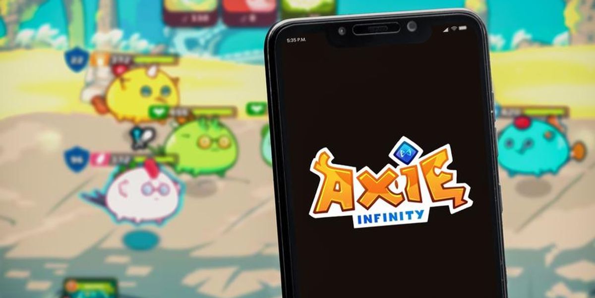 phone display showing axie infinity logo