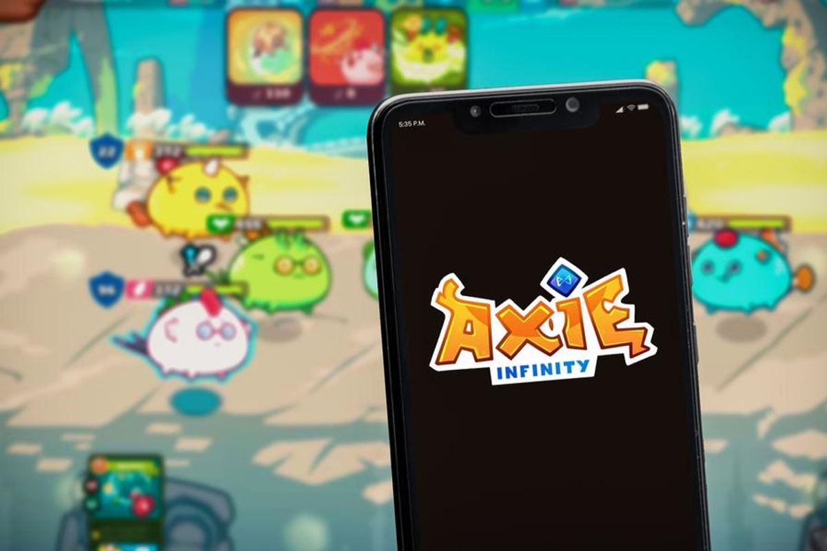 phone display showing axie infinity logo