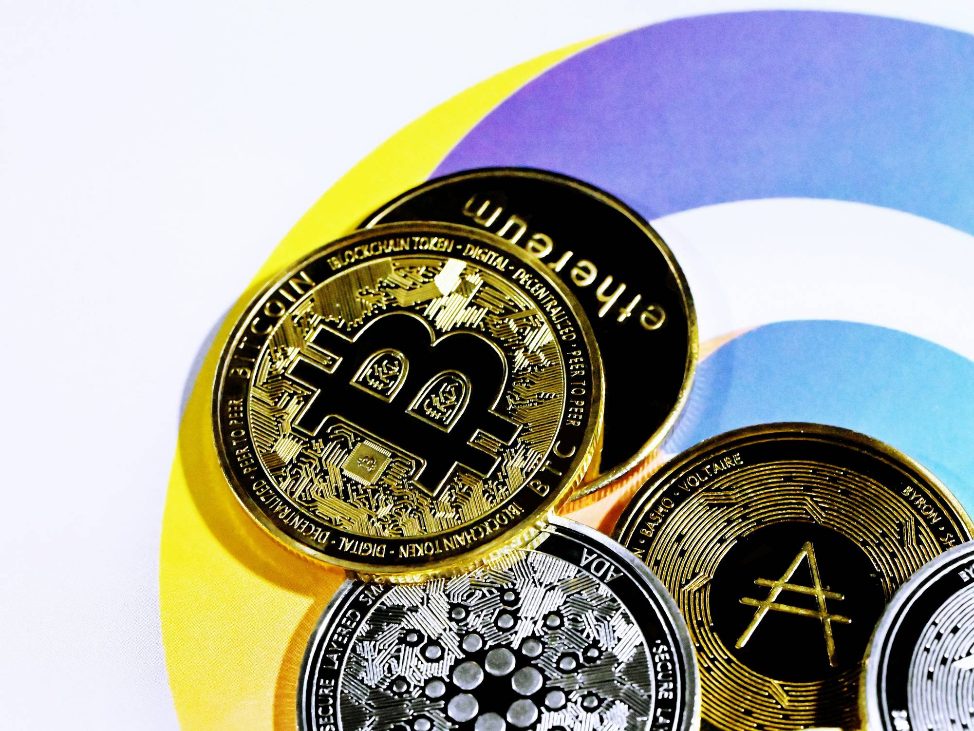 Pile of crypto coins.