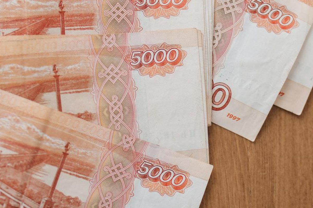 pile of russian rubles