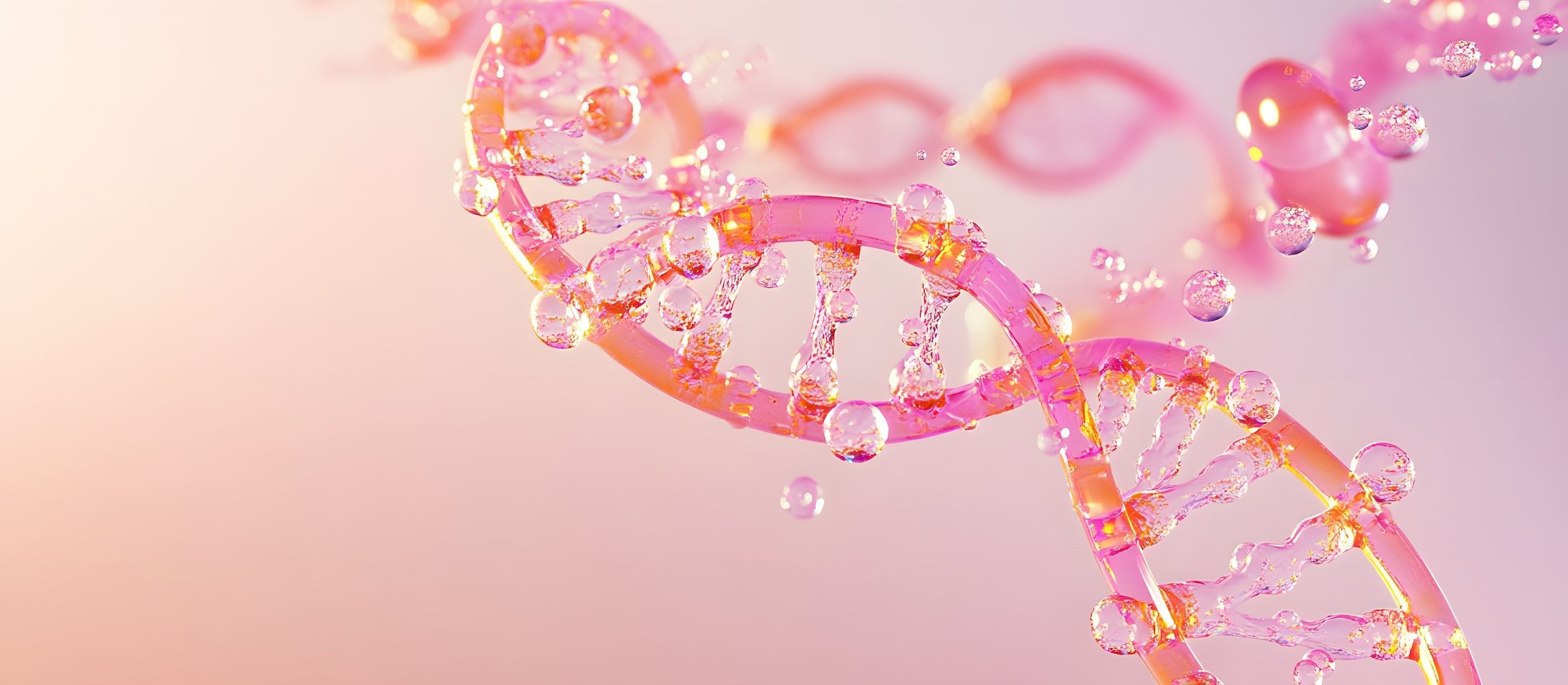 Pink DNA strands.