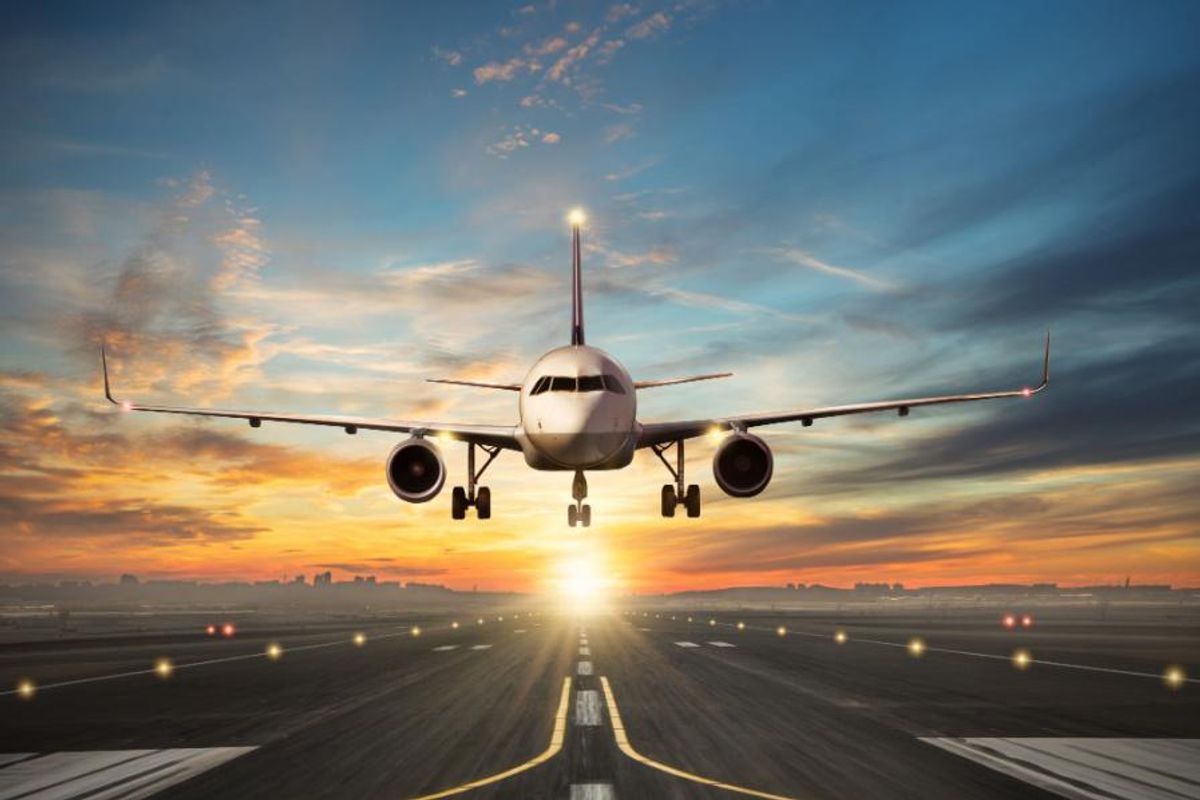 plane landing on runway