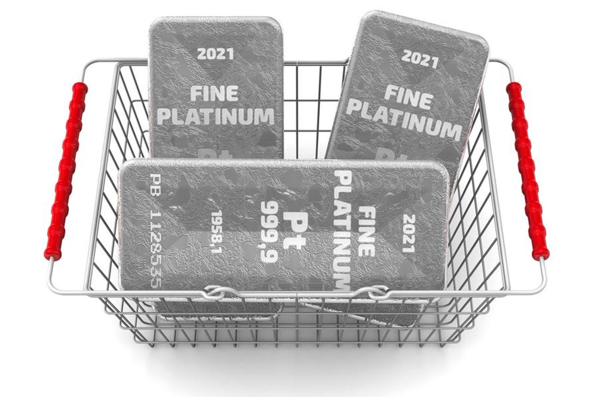 platinum bars in a shopping basket