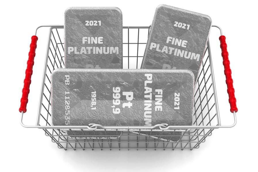 platinum bars in a shopping basket