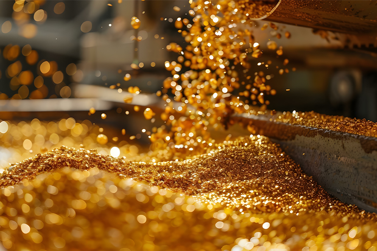 Processing gold ore at a mine site.