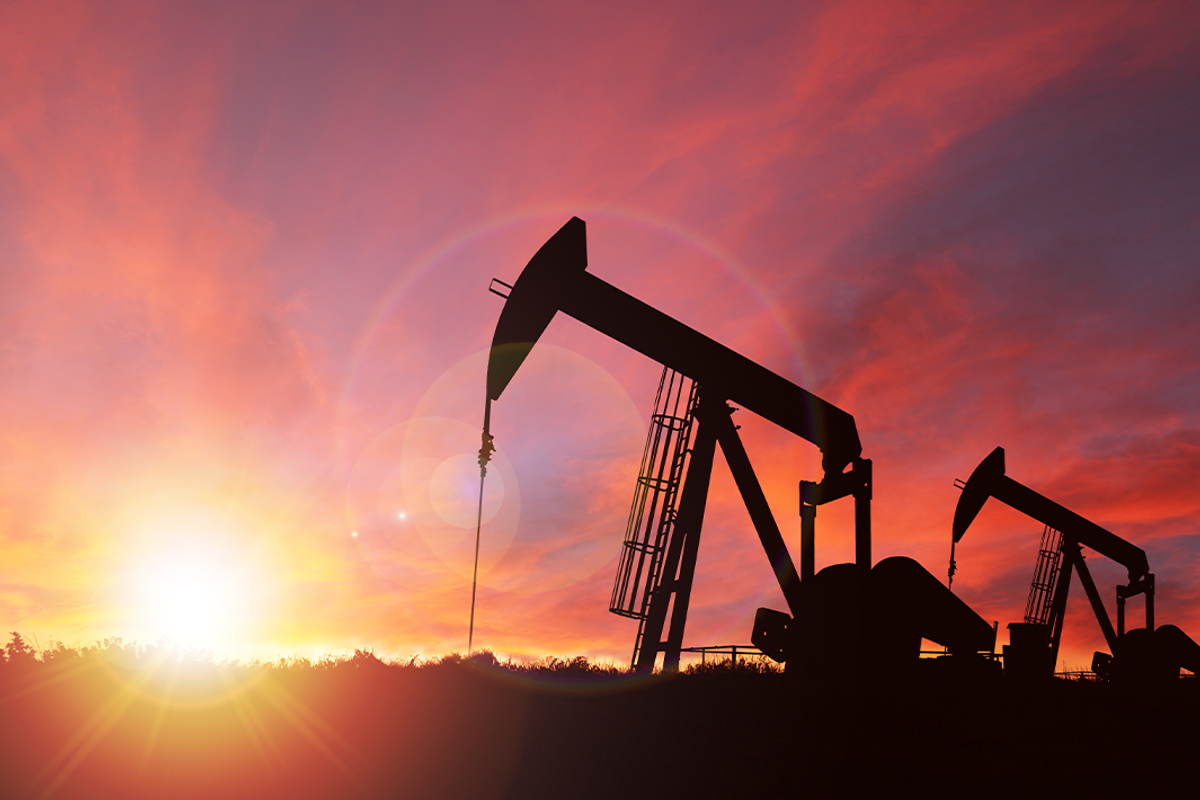 Pumpjack silhouette.