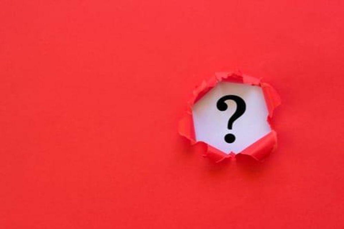 question mark on red background