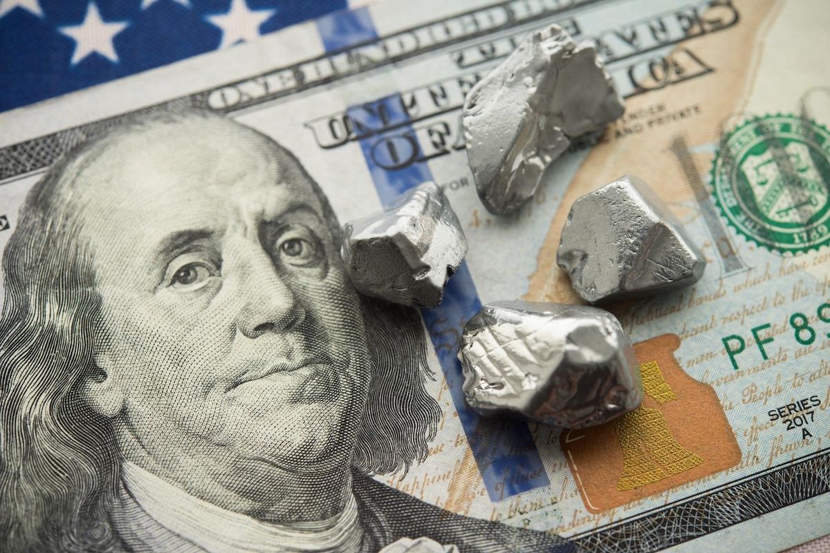 Rare earth element on US dollar bill banknote.