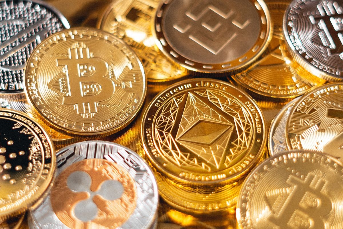 representations of coins for different cryptocurrencies including bitcoin and ethereum classic