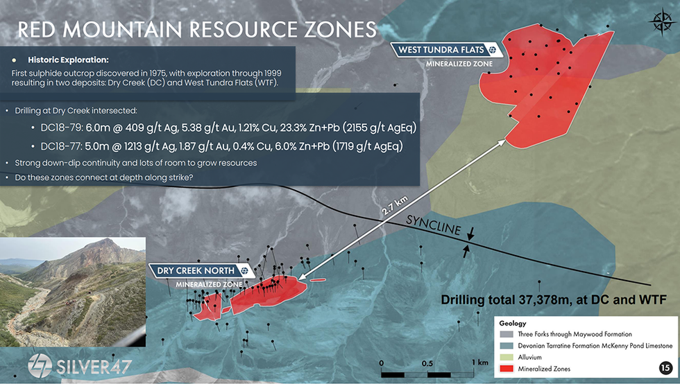 Resource zones of Silver47 Exploration's Red Mountain project