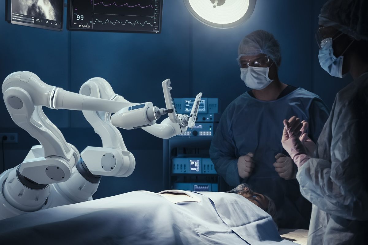 Robot hands helping out in medical operation