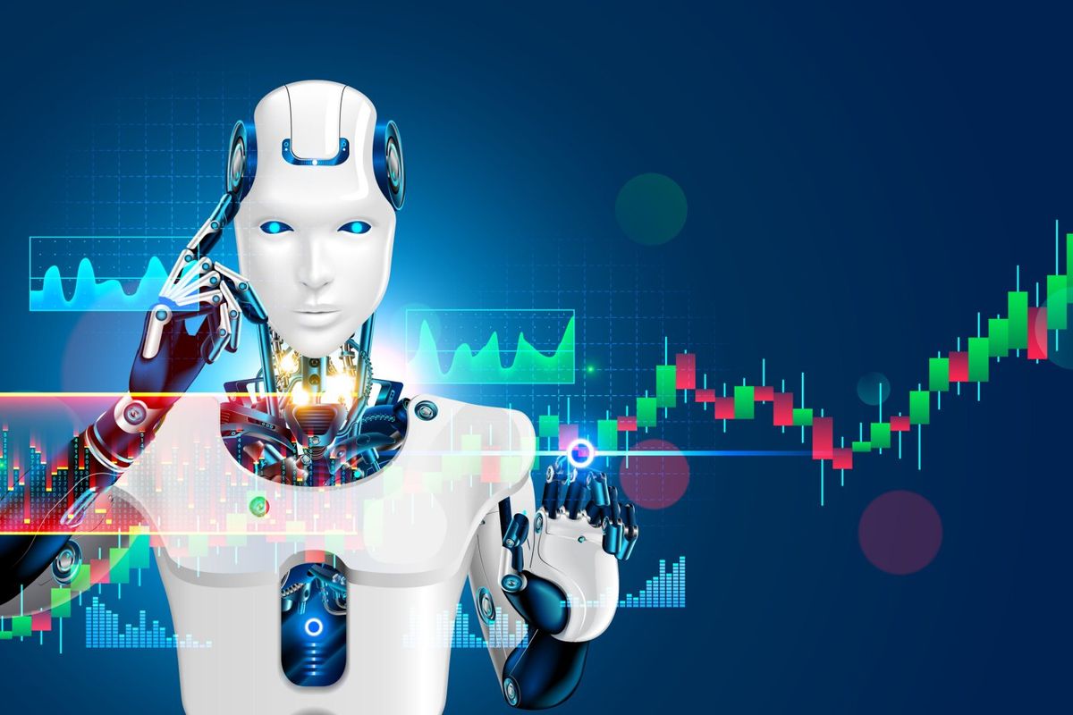 Robot with stock chart.