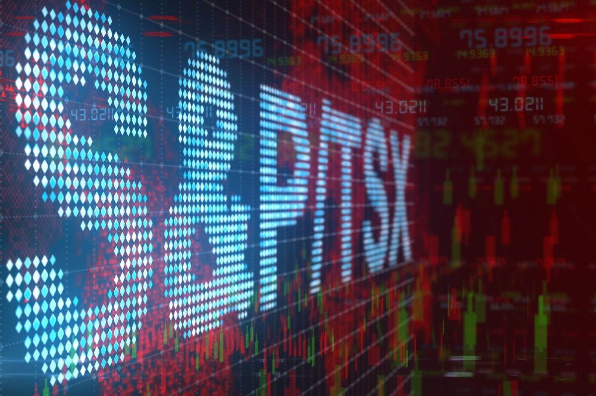 "S&P/TSX" on screen.