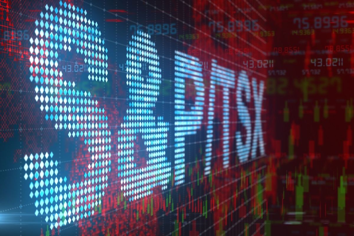 S&P/TSX on ticker board.
