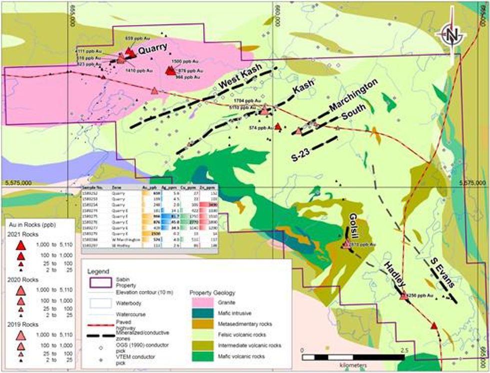 Sabin property Geology and Samples