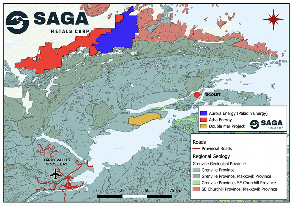 Saga Metals Double Mer Uranium Project Map