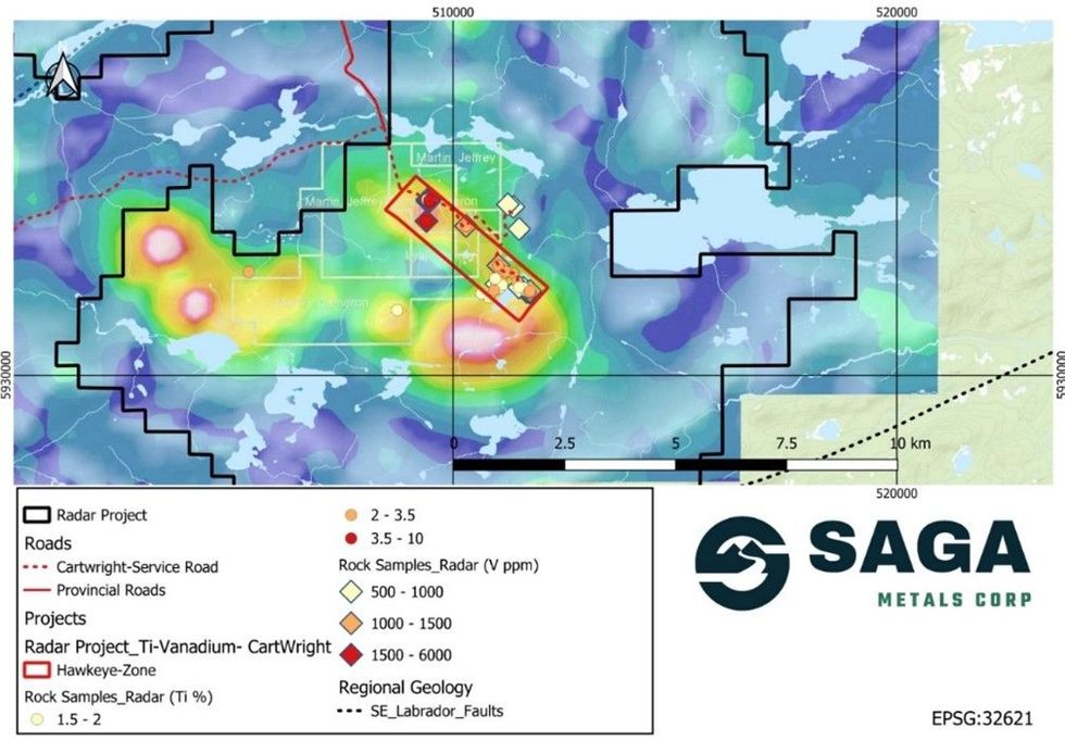 Saga Metals' \u200bHawkeye Zone and Corresponding Geophysics prior to the 2024 Field Program