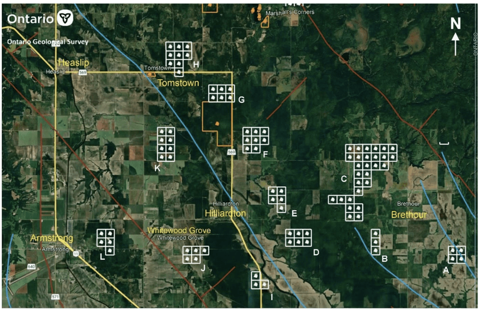 Satellite map of QIMC Ontario Geological Survey