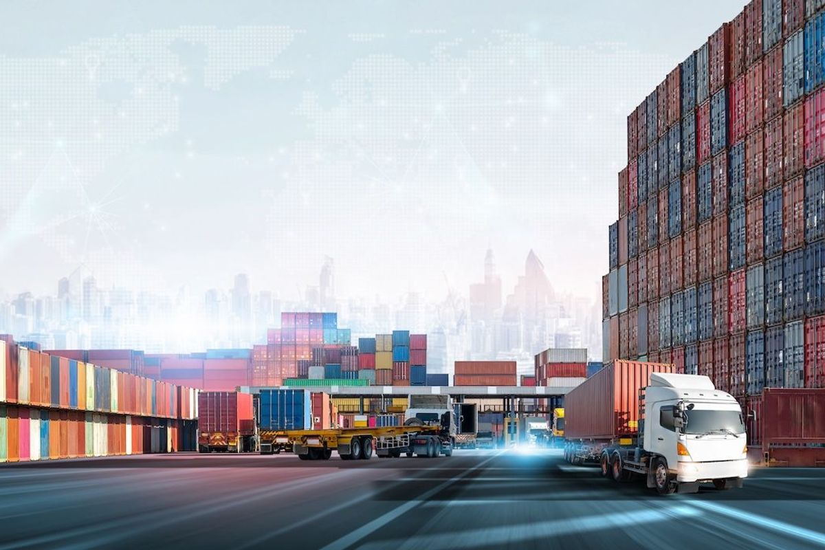 Shipping containers at a port.