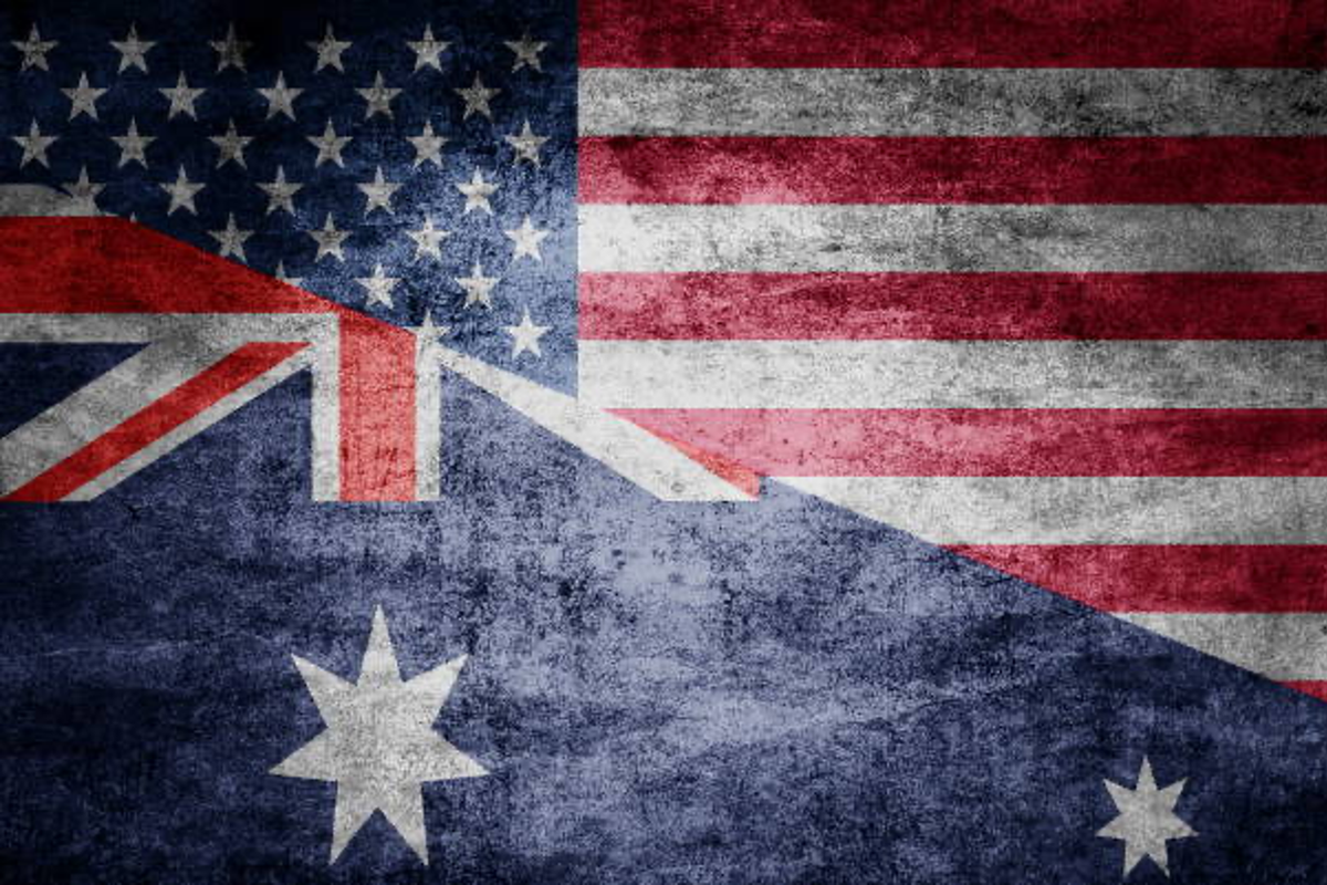 side by side flags of the USA and Australia.