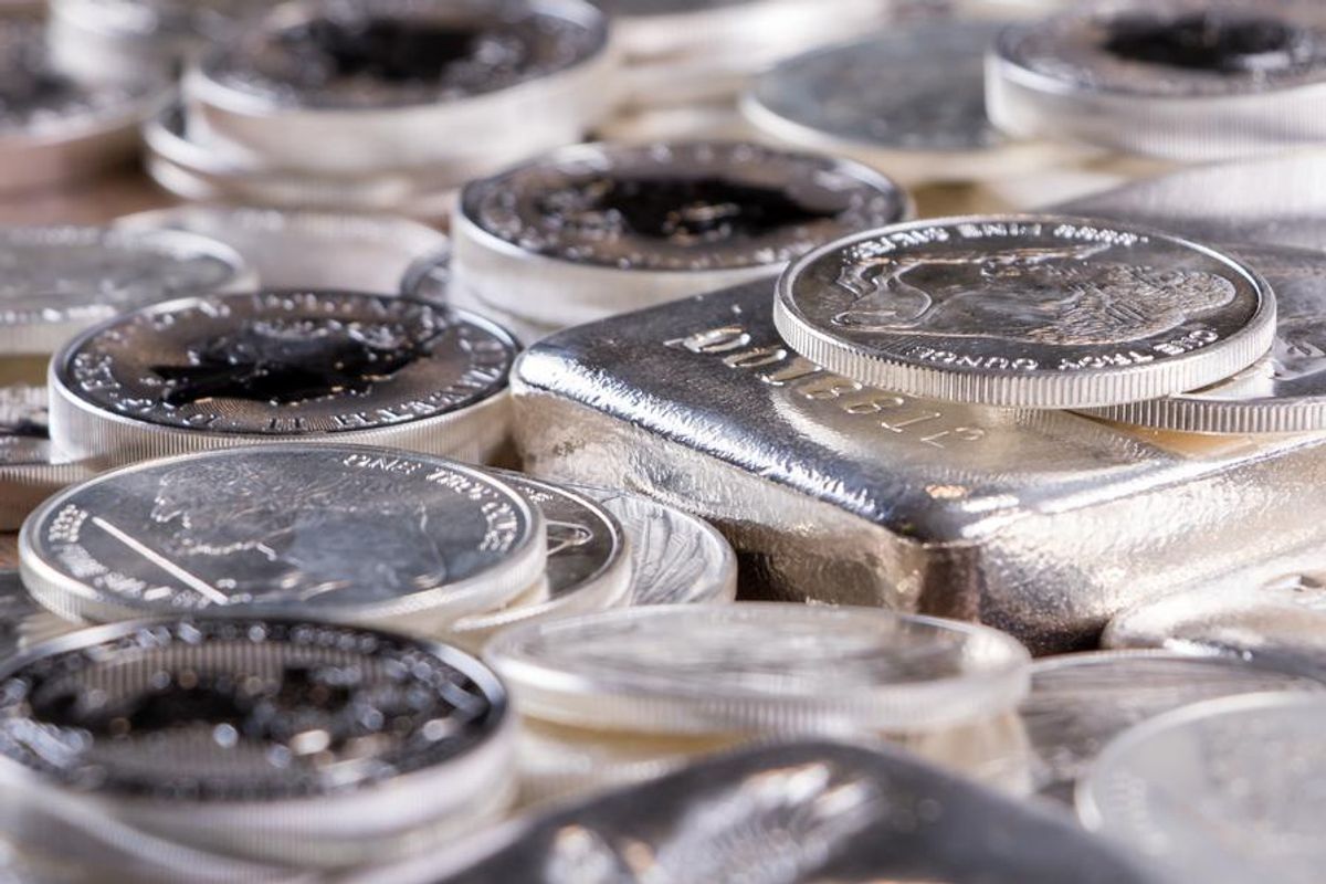 silver bars and coins