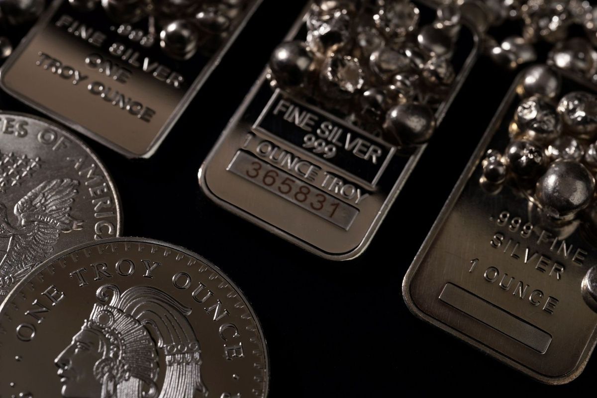 Silver bars and coins.