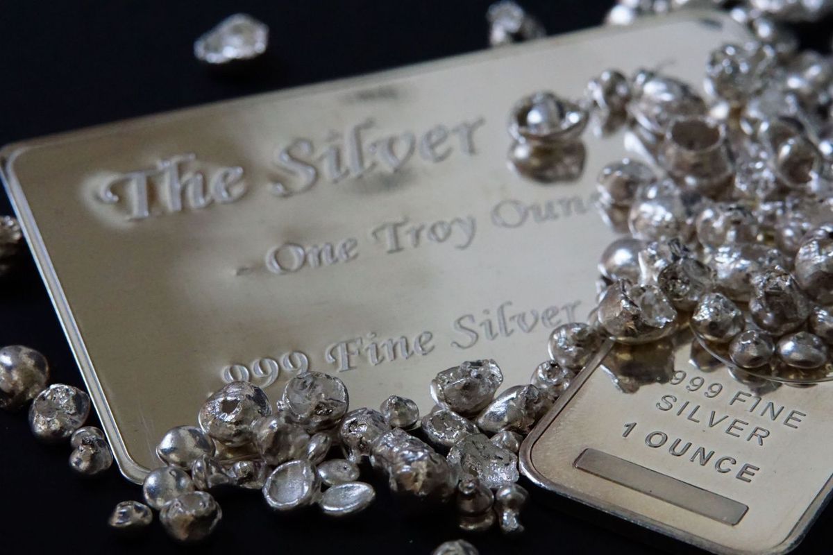 Silver bars and nuggets.