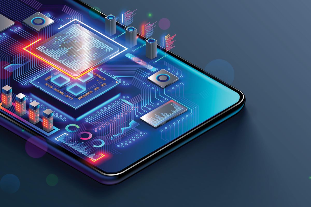 smartphone with exposed inner parts